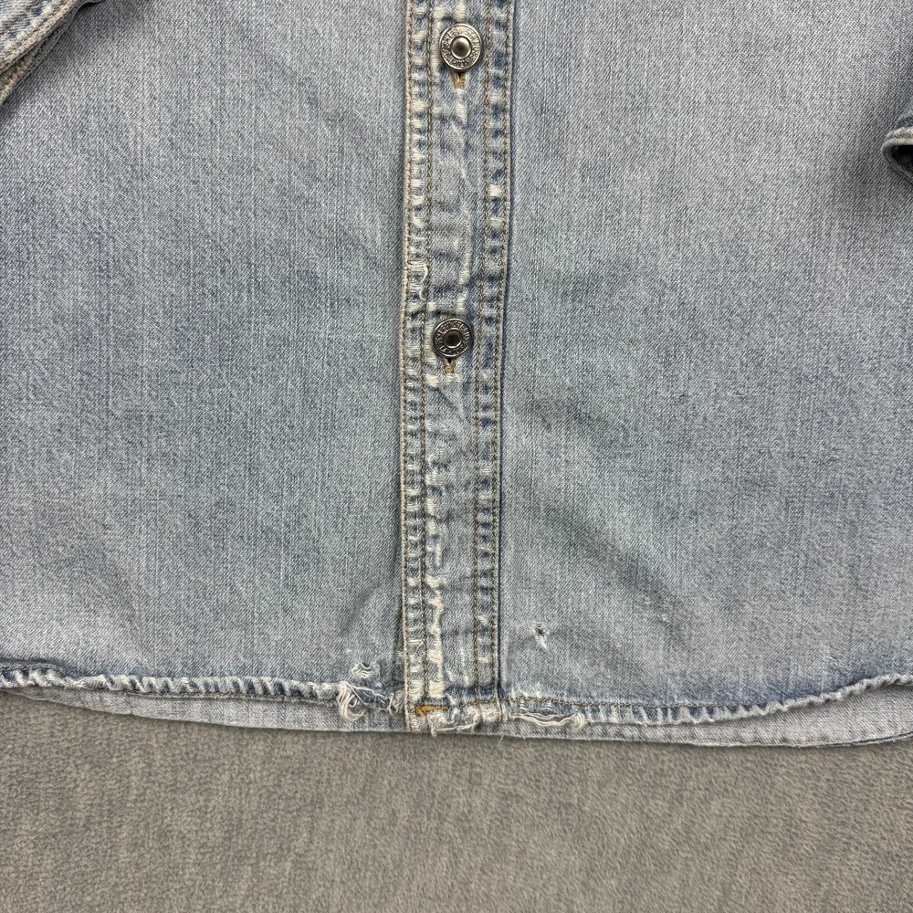 Vintage Levis Shirt Men 2XL XXL Blue Denim Metal Button Up Cotton  Western Rodeo